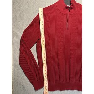Men's Size Large Red Half Zip 100% Cotton Red Sweater